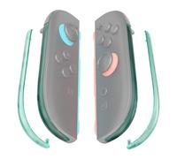 eXtremeRate Bandes Décoratives de Remplacement pour Switch Joycon 2,Coque Décorative Latérale pour Nintendo Switch 2 Joycon Façade DIY Strips avec Outil - Vert Émeraude Transparent