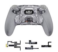 eXtremeRate Beyond Palette pour ps5 Edge Manette avec Coque Arrière Redessinée & Écran OLED,4 Boutons Programmable pour ps5 Edge Controller-Transparent Gris