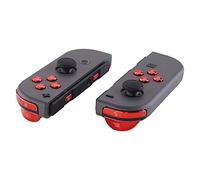eXtremeRate Boutons de Remplacement Complet pour nintendo Switch Joycon et nintendo Switch OLED, Bouton ABXY Direction Home Plus Moins L R ZL ZR SR SL Trigger pour Joycon Manette,Rouge Chromé
