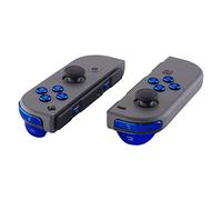 eXtremeRate Boutons de Remplacement Complet pour Nintendo Switch Joycon et Nintendo Switch OLED, Bouton ABXY Direction Home Plus Moins L R ZL ZR SR SL Trigger pour Joycon Manette，Bleu Chromé
