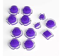 eXtremeRate Boutons de Remplacement pour Switch, Bouton ABXY Direction Home Capture + - pour Nintendo Switch & OLED Joycon,Bicolore avec Symboles-Fond Violet Transparent Cover