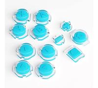 eXtremeRate Boutons de Remplacement pour Switch, Bouton ABXY Direction Home Capture + - pour Nintendo Switch & OLED Joycon,Bicolore avec Symboles-Fond Bleu Transparent Cover