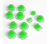 eXtremeRate Boutons de Remplacement pour Switch, Bouton ABXY Direction Home Capture + - pour Nintendo Switch & OLED Joycon,Bicolore avec Symboles-Fond Vert Transparent Cover
