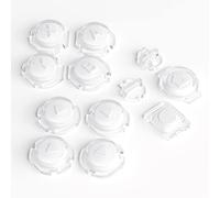 eXtremeRate Boutons de Remplacement pour Switch, Bouton ABXY Direction Home Capture + - pour Nintendo Switch & OLED Joycon,Bicolore avec Symboles-Fond Blanc Transparent Cover