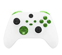 eXtremeRate Boutons de Remplacement pour Xbox Series X/S Manette, LB RB LT RT Triggers Bumpers D-Pad ABXY Start Back Sync Share Boutons pour Xbox Series S/X Manette Vert Transparent
