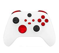 eXtremeRate Boutons de Remplacement pour Xbox Series X/S Manette, LB RB LT RT Triggers Bumpers D-Pad ABXY Start Back Sync Share Boutons pour Xbox Series S/X Manette Rouge Chromé