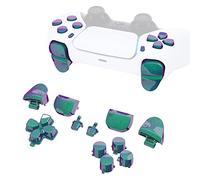 eXtremeRate Boutons Remplacement pour ps5 Manette BDM-010/020, Kit de Boutons D-Pad R1 R2 L1 L2 Triggers Share Options avec Outils pour ps5 Manette, Caméléon Vert Violet