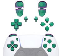 eXtremeRate Boutons Remplacement pour ps5 Manette BDM-030/040/050, Kit de Boutons Caméléon Vert Violet pour ps5 Manette BDM-030/040/050, D-Pad R1 R2 L1 L2 Triggers Share Options avec Outils