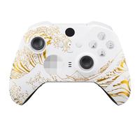 eXtremeRate Coque Avant de Remplacement avec Anneaux de Joystick pour Xbox One Elite Series 2/Elite 2 Core Manette Modèle 1797-The Great Golden Wave Off Kanagawa Blanc