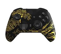 eXtremeRate Coque Avant de Remplacement avec Anneaux de Joystick pour Xbox One Elite Series 2/Elite 2 Core Manette Modèle 1797-The Great Golden Wave Off Kanagawa Noir