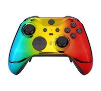 eXtremeRate Coque Avant de Remplacement pour Xbox One Elite Series 2 Manette, Coque Avant Customisé avec Anneaux pour Xbox One Elite Series 2 Manette, Modèle 1797, Chromé Cyan Doré Rouge