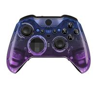 eXtremeRate Coque Avant de Remplacement pour Xbox One Elite Series 2 Manette, Coque Avant Customisé avec Anneaux pour Xbox One Elite Series 2 Manette, Modèle 1797, Transparent Dégradé Bleu-Violet