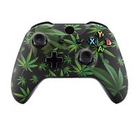 eXtremeRate Coque Avant de Remplacement pour Xbox One S/X Manette, Coque Avant avec Motifs pour Xbox One S/X Manette (Modèle 1708), Feuilles Verts