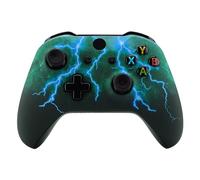 eXtremeRate Coque Avant de Remplacement pour Xbox One S/X Manette, Coque Avant avec Motifs pour Xbox One S/X Manette (Modèle 1708), Éclair Vert