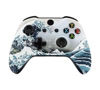 eXtremeRate Coque Avant de Remplacement pour Xbox One S/X Manette, Coque Avant avec Motifs pour Xbox One S/X Manette (Modèle 1708), Grande Vague de Kanagawa