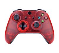 eXtremeRate Coque Avant Transparent pour Xbox One S/X Manette, Coque Avant Shell Transparente pour Xbox One S/X Manette, Transparent Rouge Sang