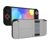 eXtremeRate Coque avec Motif de Remplacement pour Nintendo Switch OLED, Coque Motifs rétro Complète pour Nintendo Switch OLED, avec Bouton Coloré Béquille Coque pour Joycon,Classic NES Style