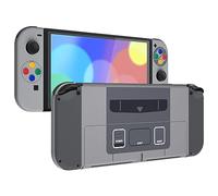 eXtremeRate Coque avec Motif de Remplacement pour Nintendo Switch OLED, Coque Motifs rétro Complète pour Nintendo Switch OLED, avec Bouton Coloré Béquille Coque pour Joycon,SFC Snes Classic EU Style