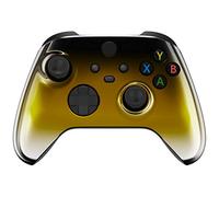 eXtremeRate Coque Chromé pour Xbox Séries X/S, Coque Shell Avant de Remplacement pour Xbox Séries X/S Manette, Dégradé Noir Doré Argenté