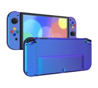 eXtremeRate Coque Complète de Remplacement avec Bouton pour Nintendo Switch OLED, Coque avec Bouton avec Support pour PC Personnalisé pour Nintendo Switch OLED, Caméléon Bleu Violet