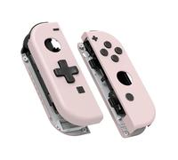 eXtremeRate Coque Customisé avec Bouton Coloré pour Nintendo Switch Joycon (Version D-Pad), Coque avec Boutons pour NS & NS OLED Joycon,Rose(Dpad Version)
