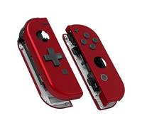eXtremeRate Coque Customisé avec Bouton Coloré pour Nintendo Switch Joycon (Version D-Pad), Coque avec Boutons pour NS & NS OLED Joycon,Rouge(Dpad Version)