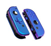 eXtremeRate Coque Customisé avec Bouton Coloré pour Nintendo Switch Joycon (Version D-Pad), Coque avec Boutons pour NS & NS OLED Joycon,Caméléon Violet Bleu(Dpad Version)