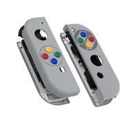 eXtremeRate Coque Customisé avec Bouton pour Nintendo Switch Joycon, Coque Motifs rétro et Bouton pour Nintendo Switch & OLED Joycon, SFC Snes Classique EU