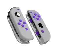 eXtremeRate Coque Customisé avec Bouton pour Nintendo Switch Joycon, Coque Motifs rétro et Bouton pour Nintendo Switch & OLED Joycon, Snes Classique