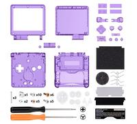 eXtremeRate Coque Customisée avec Boutons Complète pour Gameboy Advance SP GBA SP, Coque Série Transparente Compatible avec Écrans IPS et LCD Standard, Console et Écran Non Incluse,Transparent Violet