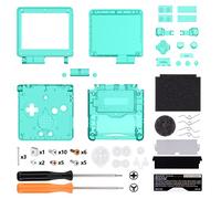 eXtremeRate Coque Customisée avec Boutons Complète pour Gameboy Advance SP GBA SP, Coque Série Transparente Compatible avec Écrans IPS et LCD Standard, Console et Écran Non Incluse,Vert Émeraude