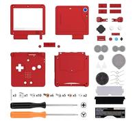 eXtremeRate Coque Customisée avec Boutons Complète pour GBA SP, Coque Motifs rétro Remplacement Compatible avec Écrans IPS et LCD Standard, Console et Écran Non Incluse,Rouge Classique