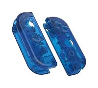 eXtremeRate Coque de Remplacement avec Bouton pour Nintendo Switch Joycon (Version D-Pad), Coque avec Bouton Customisé pour Nintendo Switch OLED Joycon, Transparent Bleu