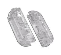 eXtremeRate Coque de Remplacement avec Bouton pour Nintendo Switch Joycon (Version D-Pad), Coque avec Bouton Customisé pour Nintendo Switch OLED Joycon, Noir Transparent