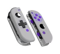 eXtremeRate Coque de Remplacement avec Bouton pour nintnedo Switch Joycon (Version D-Pad), Coque avec Motif Bouton Customisé pour nintnedo Switch & OLED Joycon, Snes Classique