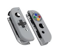 eXtremeRate Coque de Remplacement avec Bouton pour nintnedo Switch Joycon (Version D-Pad), Coque avec Motif Bouton Customisé pour nintnedo Switch & OLED Joycon, Snes Classique