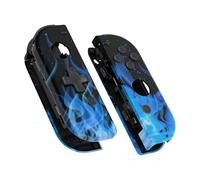 eXtremeRate Coque de Remplacement avec Bouton pour nintnedo Switch Joycon (Version D-Pad), Coque avec Motif Bouton Customisé pour nintnedo Switch & OLED Joycon, Flamme Bleue