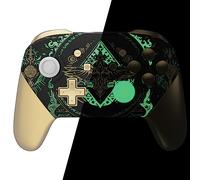 eXtremeRate Coque de Remplacement pour Nintendo Switch Pro Manette, Coques avec Motifs Avant Arrière Poignées Grips pour Manette Switch Pro Glow in Dark - Totem of Kingdom Noir