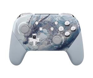 eXtremeRate Coque de Remplacement pour Nintendo Switch Pro Manette, Coques avec Motifs Avant Arrière Poignées Grips pour Manette Switch Pro Glow in Dark - Crystal Dragon