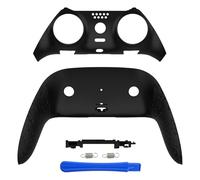 eXtremeRate Coque décorative supérieure et inférieure Compatible avec Manette P S 5 Edge - Coque de Rechange Avant et arrière - Plaques Noires texturées personnalisées compatibles avec Manette P S 5