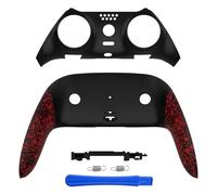 eXtremeRate Coque décorative supérieure et inférieure Compatible avec Manette P S 5 Edge - Coque de Rechange Avant et arrière - Plaques Rouges texturées personnalisées Compatible avec Manette P S 5