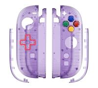 eXtremeRate Coque Joycon 2 avec Boutons D-Pad/ABXY pour Nintendo Switch 2 Accessoires,Plaque Avant/Arrière pour Switch 2 Joycon,Version D-Pad-Violet Transparent