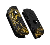 eXtremeRate Coque Joycon pour Nintendo Switch Accessoires, Coque avec Motif et Bouton pour Nintendo Switch & OLED Joycon-The Great Golden Wave Off Kanagawa Noir