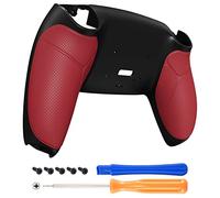 eXtremeRate Coque Manette pour ps5 Rise & RISE4 Remap Kit, Poignée Caoutchoutée,Coque Arrière de Rechange Redessinée-Fond Noir et Rose Rouge,Carte Non Inclus
