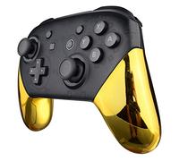 eXtremeRate Coque Poignée Grip de Remplacement pour Nintendo Switch Pro Manette, Coque Customisé de Poignée Grip pour Manette Switch Pro, Coque de Poignée Grip Coloré Doré Chromé