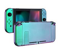 eXtremeRate Coque pour Nintendo Switch avec Boutons, Housse pour Switch Console Joycons, Coque et Bouton de Remplacement-Caméléon Violet Vert