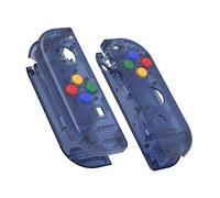 eXtremeRate Coque pour Nintendo Switch Joycon avec Bouton Accessoires, Shell avec Bouton pour Switch OLED Joycon-Bleu Océan Profond Transparent