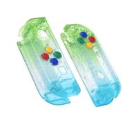 eXtremeRate Coque pour Nintendo Switch Joycon avec Bouton Accessoires, Shell avec Bouton pour Switch OLED Joycon-Transparent Bleu Vert