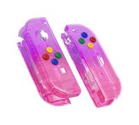 eXtremeRate Coque pour Nintendo Switch Joycon avec Bouton Accessoires, Shell avec Bouton pour Switch OLED Joycon-Violet Rose Rouge