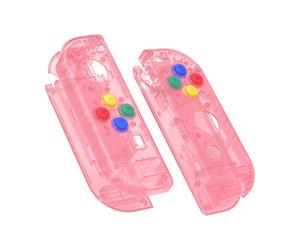 eXtremeRate Coque pour Nintendo Switch Joycon avec Bouton Accessoires, Shell avec Bouton pour Switch OLED Joycon-Rose Cerise
